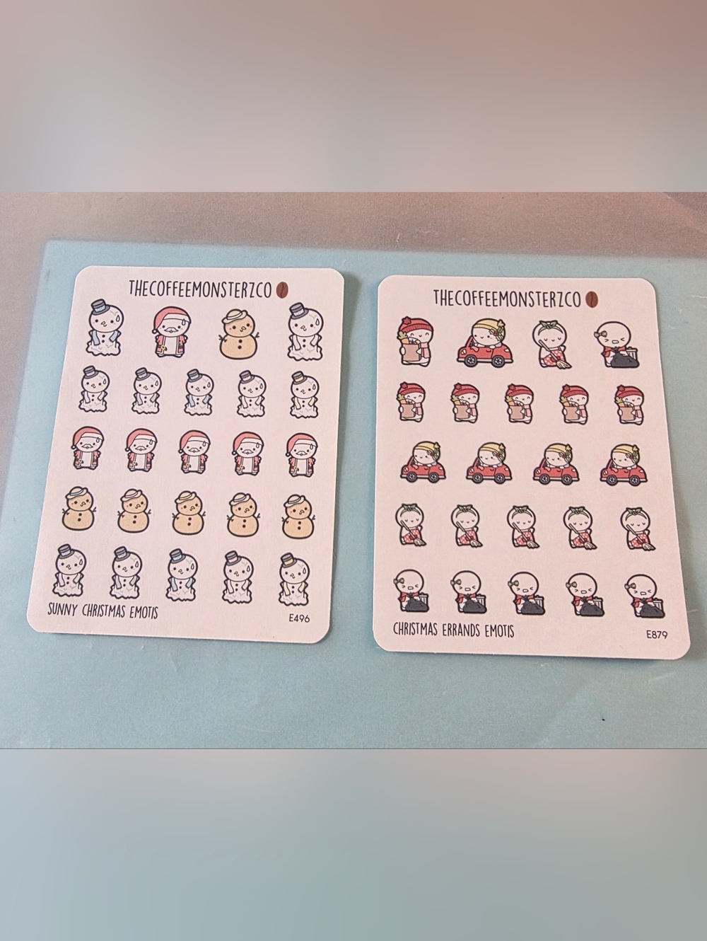 TheCoffeeMonsterzCo Cute Christmas Emotis Sticker Sheets - White, Red, Yellow